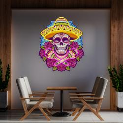 mexican dia de los muertos skull artwork led neon sign light 3