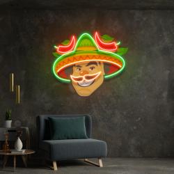 mexican man logo royalty artwork led neon sign light 2