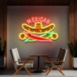 mexican restaurant sombrero hat artwork led neon sign light 2
