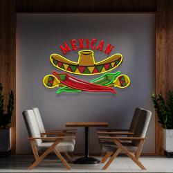 mexican restaurant sombrero hat artwork led neon sign light 3
