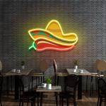 mexican sombrero hat with chili for restaurant artwork led neon sign light 0