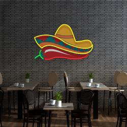 mexican sombrero hat with chili for restaurant artwork led neon sign light 3