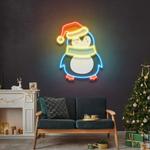 penguin with xmas hat art work led neon sign light 0