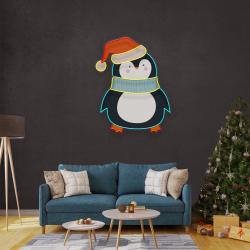 penguin with xmas hat art work led neon sign light 3