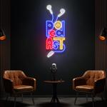 podcast studio led neon sign wire earphones artwork decoration 0
