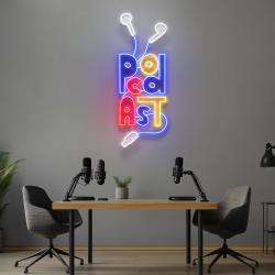 podcast studio led neon sign wire earphones artwork decoration 3