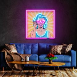pop art girl sunglasses artwork led neon sign light 1