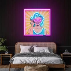 pop art girl sunglasses artwork led neon sign light 2