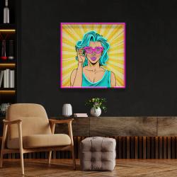 pop art girl sunglasses artwork led neon sign light 3