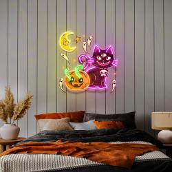 pumpkin cat halloween artwork led neon sign light 1