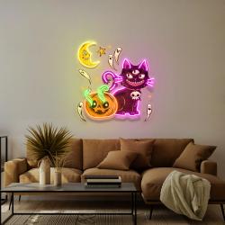 pumpkin cat halloween artwork led neon sign light 2