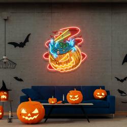 pumpkin ramen monster with halloween artwork led neon sign light 2
