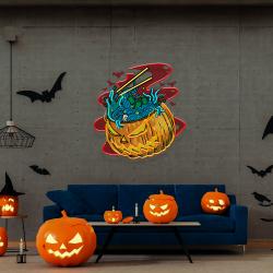 pumpkin ramen monster with halloween artwork led neon sign light 3