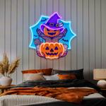 pumpkin witch artwork led neon sign light 0