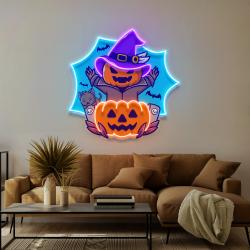 pumpkin witch artwork led neon sign light 2
