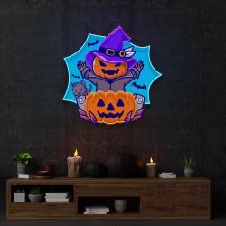 pumpkin witch artwork led neon sign light 3