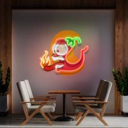red chili mascot mexican restaurant decor artwork led neon sign light 3