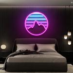 retro mountain sunset artwork led neon sign light 0