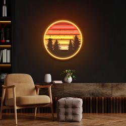 retro mountain sunset artwork led neon sign light 1 1