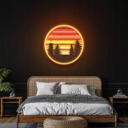retro mountain sunset artwork led neon sign light 1 2