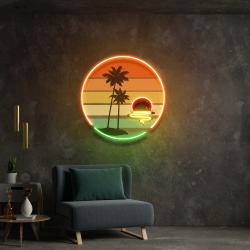 retro tropical sunset artwork led neon sign light 1