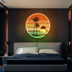 retro tropical sunset artwork led neon sign light 2