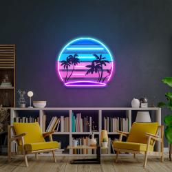 retro vintage style palm tree artwork led neon sign light 1
