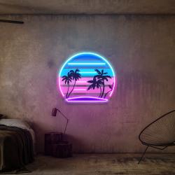 retro vintage style palm tree artwork led neon sign light 2