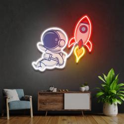 rocket astronaut art work led neon sign light 1