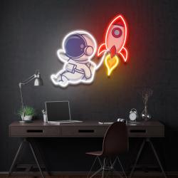 rocket astronaut art work led neon sign light 2