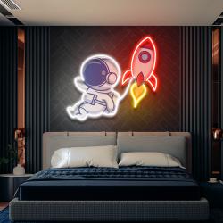 rocket astronaut art work led neon sign light 3