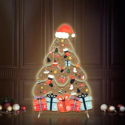 santa hat christmas tree led neon sign with festive ornaments and gifts 1