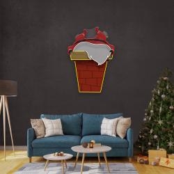 santa stuck in chimney art work led neon sign light 3
