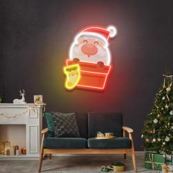 santa with sock art work led neon sign light 1