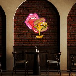 sexy lips and hamburger artwork led neon sign light 4