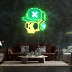 skull and headphones art work led neon sign light 1