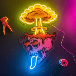 skull boom art work led neon sign light custom neon sign home decoration 1