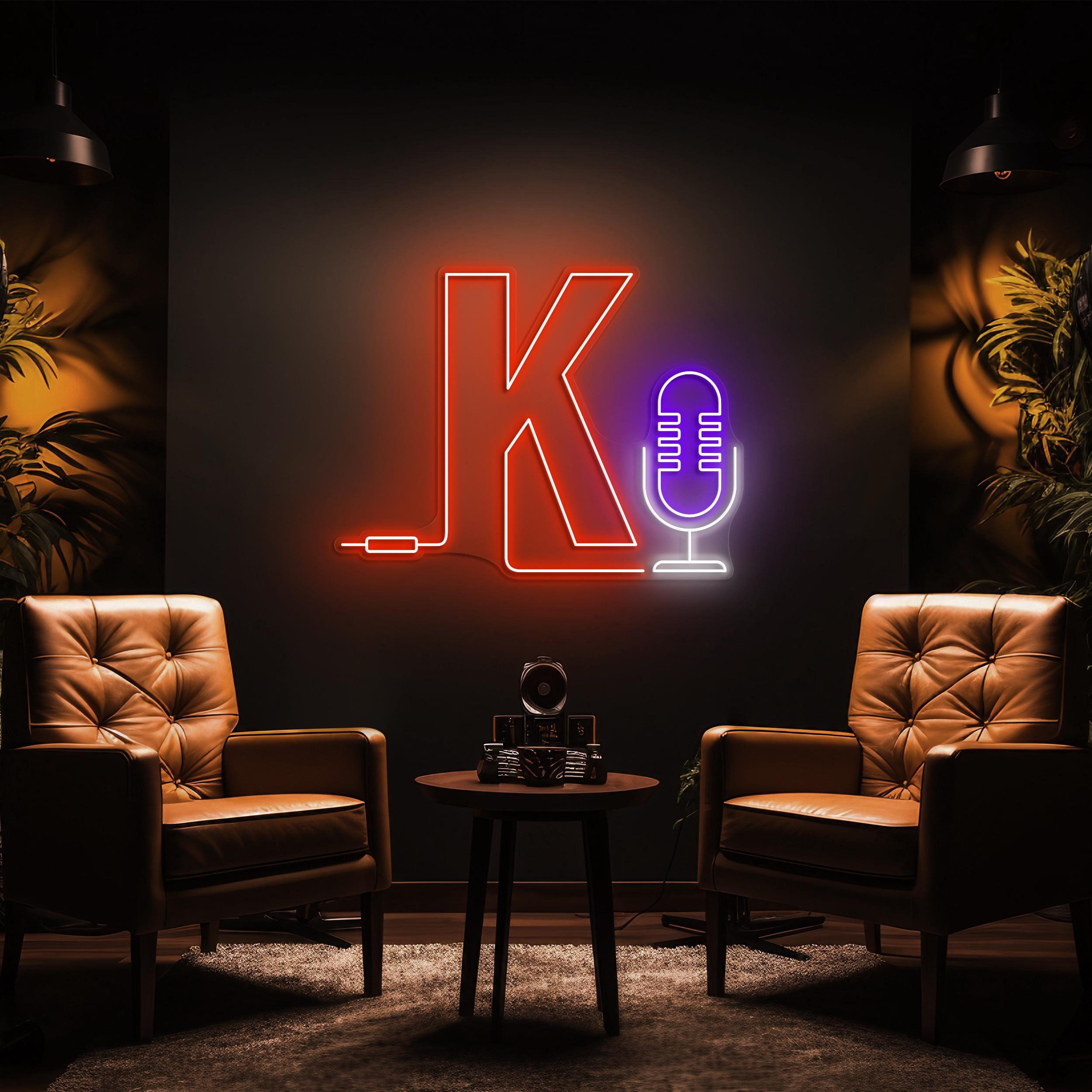 Podcast Neon Sign, Custom Letter with Microphone LED Light, Recording Room Wall Decor, Personalized Neon Sign for Studios,Radio, Music Clubs 1 the art of neon sign 1723 1
