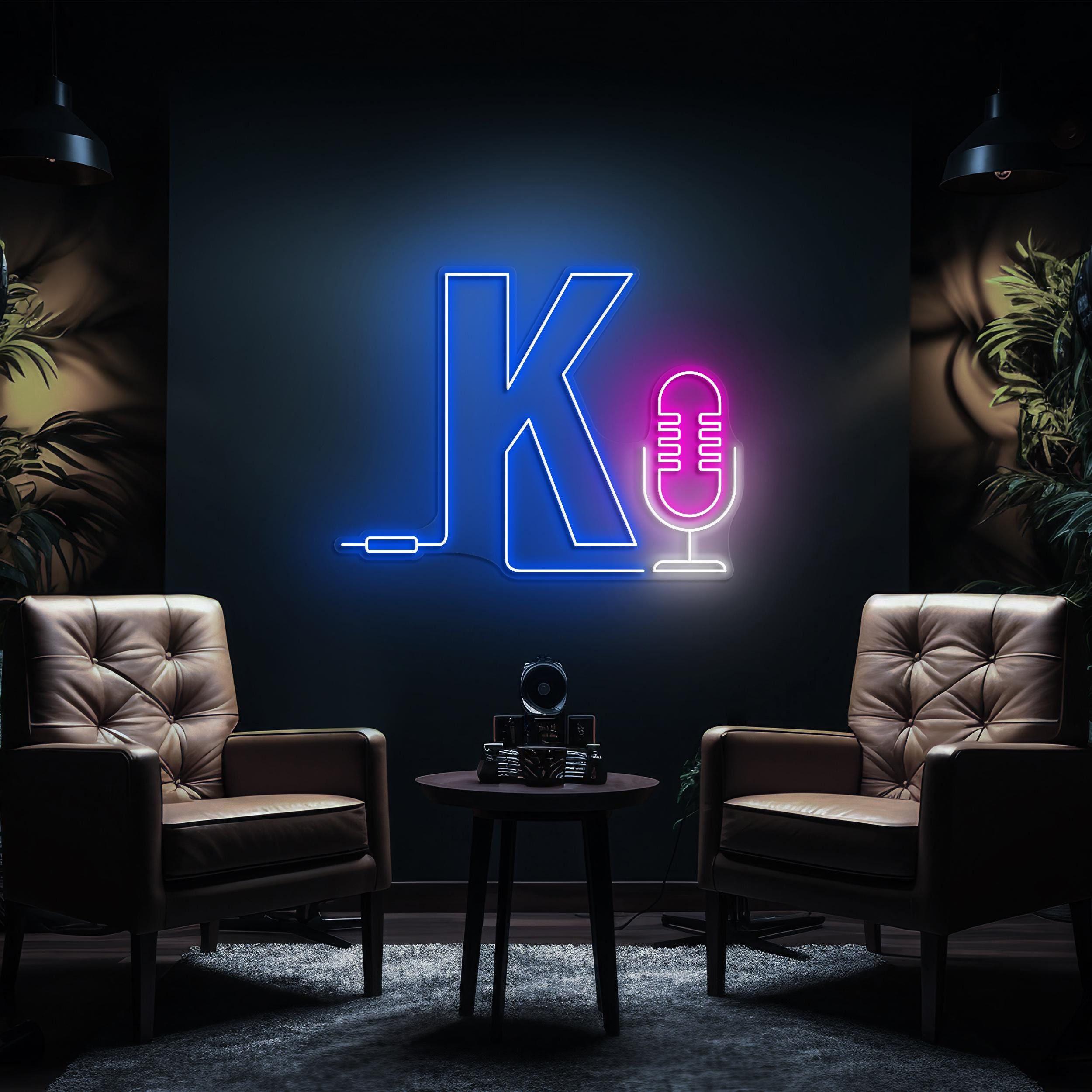 Podcast Neon Sign, Custom Letter with Microphone LED Light, Recording Room Wall Decor, Personalized Neon Sign for Studios,Radio, Music Clubs 2 the art of neon sign 1723 2
