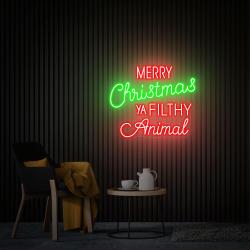 Merry Christmas Ya Filthy Animal Neon Sign, Christmas Led Light Sign, Custom Neon Sign, Christmas Decor, Room Party Decor, Neon Bar Sign