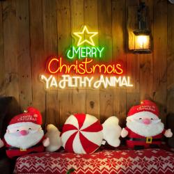 Merry Christmas Ya Filthy Animal LED Neon Sign Christmas Decor Light Christmas Tree Neon Sign Merry Christmas Neon Sign Christmas Neon Light