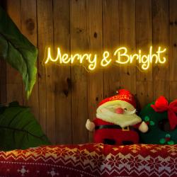 Merry and Bright LED Neon Sign, Merry Bright Holiday Home Decor, Sign for Xmas decor, Decorative Sign for Christmas Festive, Holiday Signs