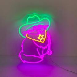 Cowboy Cat Neon Sign, Cat Led Sign, Cartoon Cat, West Cowboy Cat Neon Sign, Christmas Gift, West Cowboy Cat
