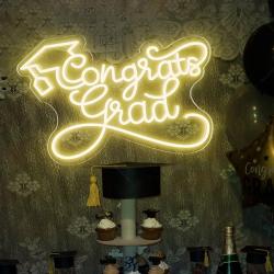 Graduation Decorations 2024/ Custom Congrats Grad LED Neon Sign/ Personalized Congratulations Grad Gift/ Party Decor Sign Light/ Wall Decor