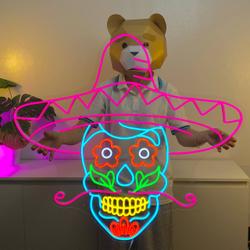Customize Sugar Skull Neon Sign Neon Skull