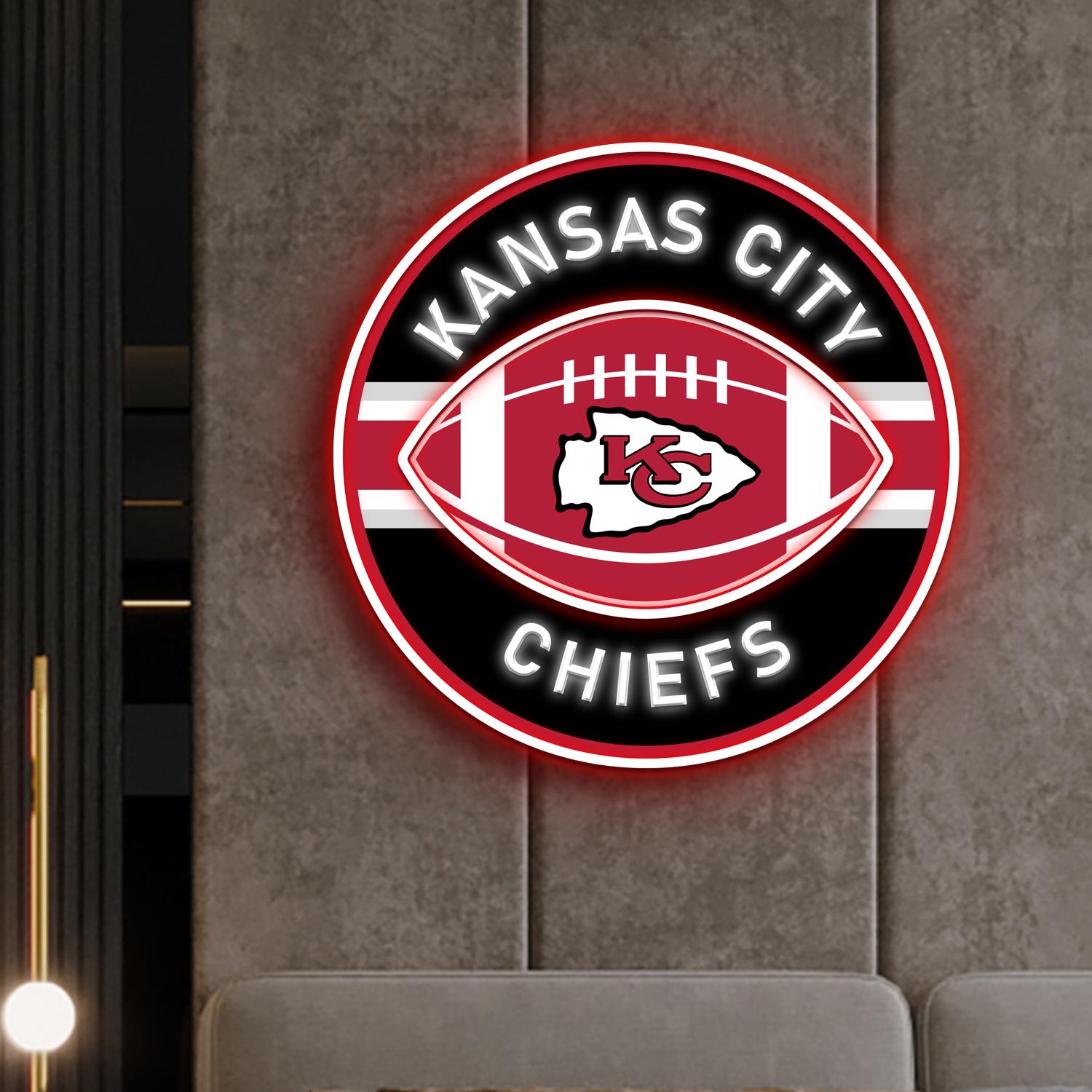Kansas City Chiefs Rugby Ball Acrylic Artwork LED Neon Sign NFL Home Decor 3 the art of neon sign 2866 3