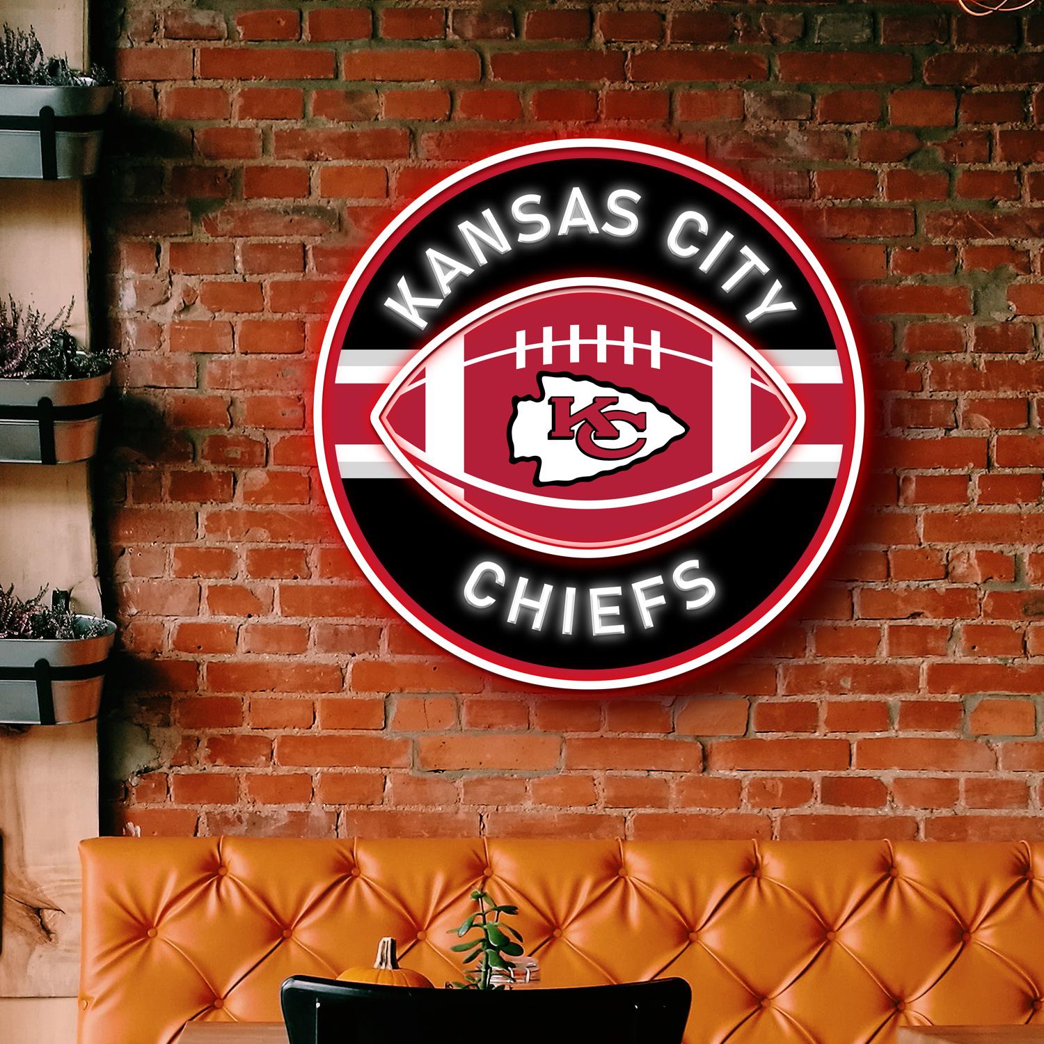 Kansas City Chiefs Rugby Ball Acrylic Artwork LED Neon Sign NFL Home Decor 4 the art of neon sign 2866 4