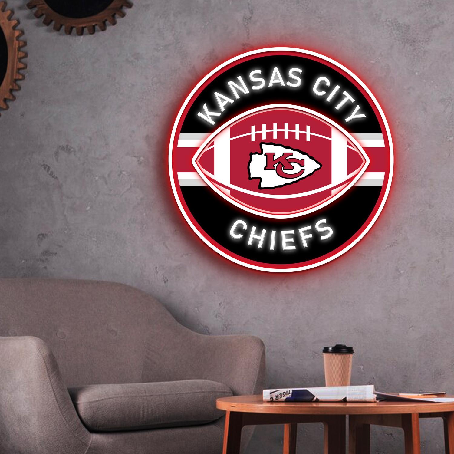 Kansas City Chiefs Rugby Ball Acrylic Artwork LED Neon Sign NFL Home Decor 7 the art of neon sign 2866 7
