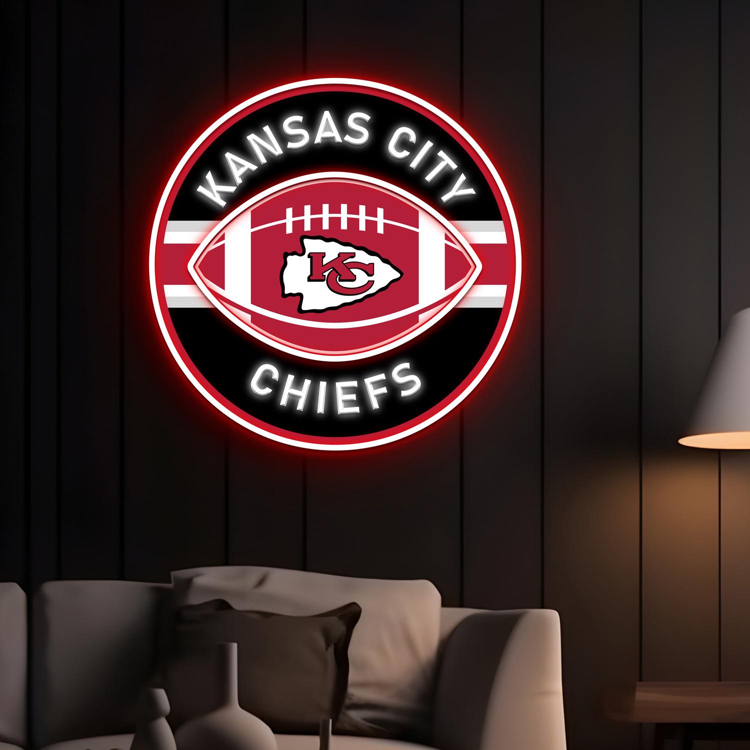 Kansas City Chiefs Rugby Ball Acrylic Artwork LED Neon Sign NFL Home Decor 8 the art of neon sign 2866 8