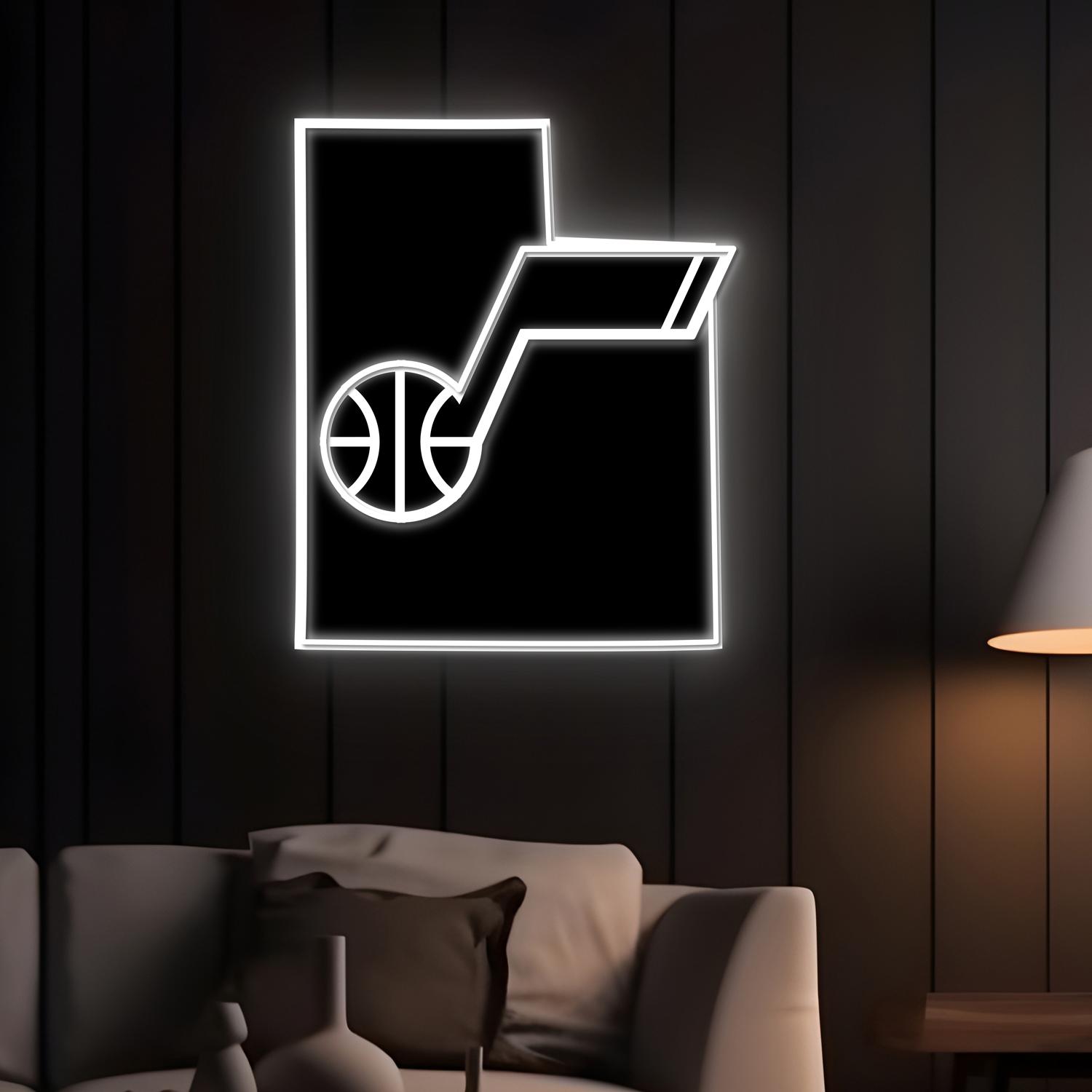 Utah Jazz Utah State Map Acrylic Artwork LED Neon Sign NBA Home Decor 6 the art of neon sign 3124 6